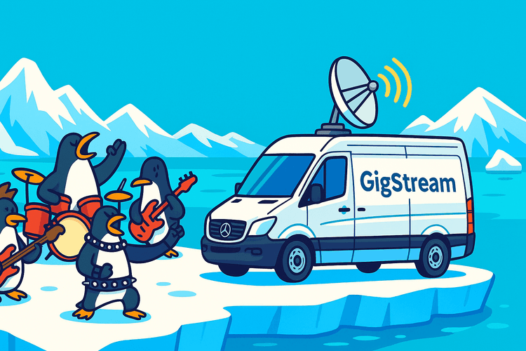 GigStream van with penguin band